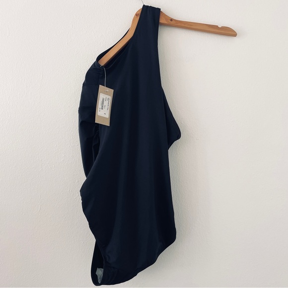 NWT Albion Fit Black Icon Ruched One Piece One Shoulder Swimsuit Bathing Suit - Picture 9 of 10